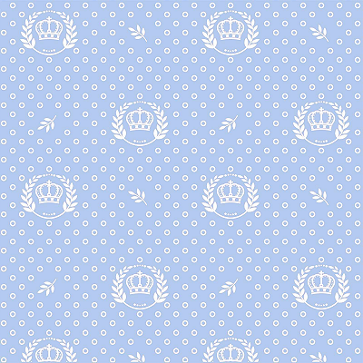 Tricoline coroas fundo azul bebê 50x150cm - Un