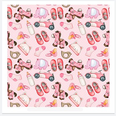 Tricoline digital brinquedos rosas 50x150cm - Un