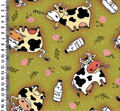 Tricoline digital vaquinhas 50x150cm - Un
