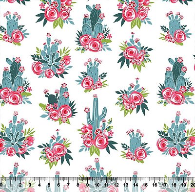 Tricoline cactus fundo bege 50x150cm - Un