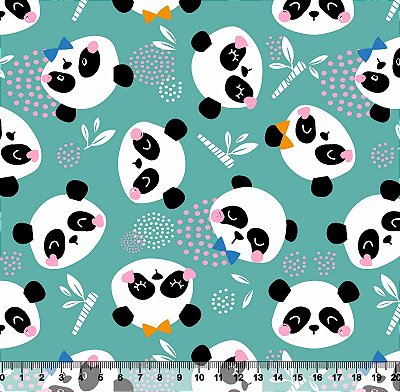 Tricoline panda fundo tiffany 50x150cm - Un