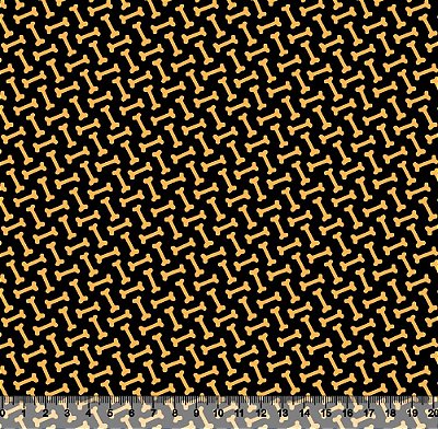 Tricoline ossinhos fundo preto 50x150cm - Un