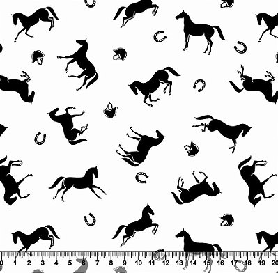 Tricoline cavalos fundo branco 50x150cm - Un