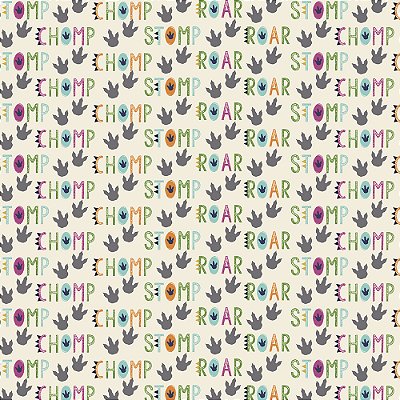 Tricoline dino fundo branco 50x150cm - Un