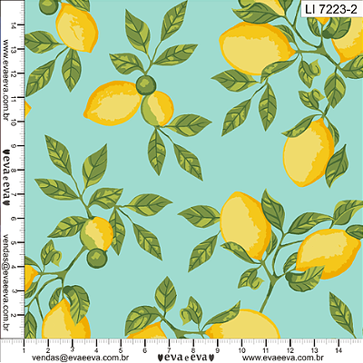 Tricoline estampado limão siciliano fundo azul 50x150cm - Un