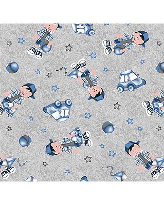 Tricoline estampado joãozinho fundo azul 50x150cm - Un