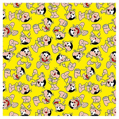 Tecido Tricoline 100% Algodão Turma da Monica 50x150cm - Magali fundo Amarelo
