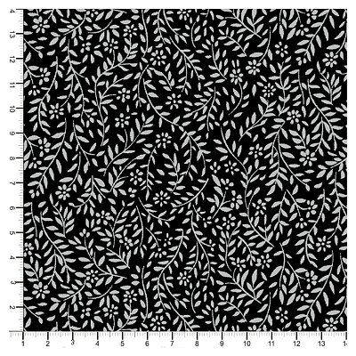 Tecido Tricoline 100% Algodão Folhinhas 50x150cm - Preto