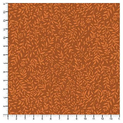 Tecido Tricoline 100% Algodão Folhinhas 50x150cm - Laranja