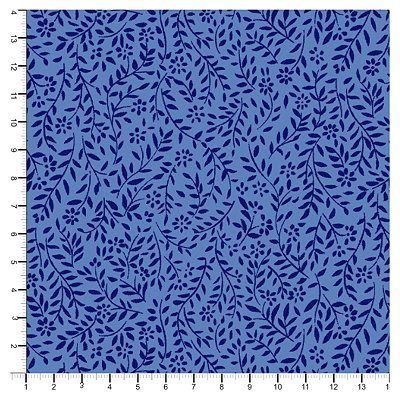 Tecido Tricoline 100% Algodão Folhinhas 50x150cm - Azul Fundo Claro