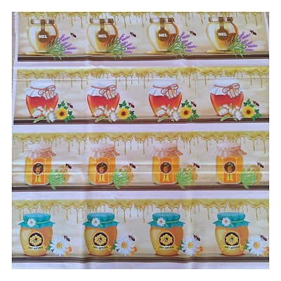 Tricoline 100% algodão barrados 50x148cm c/ 11 faixas - Potes mel