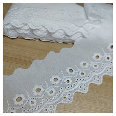 Bordado Inglês Branco 70mm x 13,7m