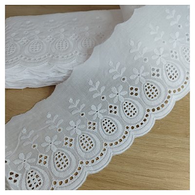 Bordado Inglês Branco 90mm x 13,7m