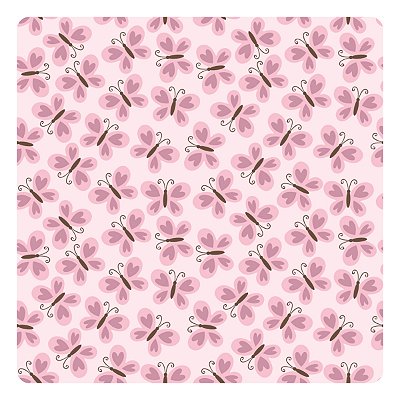 Viés de Algodão Largo Tijuca Peripan Estampado 35mmx20m - C9825 Borboletas Rosa