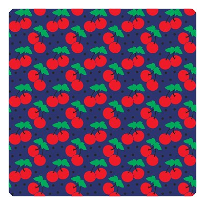 Viés de Algodão Largo Tijuca Peripan Estampado 35mmx20m - C9824 Cerejinhas Fundo Azul Marinho