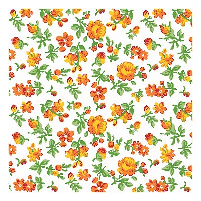 Viés de Algodão Largo Tijuca Peripan Estampado 35mmx20m - C9821 Floral Laranja