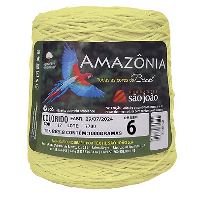 Barbante Amazônia Fio 6 1kg - São João - Amarelo Bebê - Un