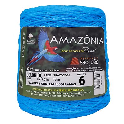 Barbante Amazônia Fio 6 1kg - São João - Azul Turquesa - Un