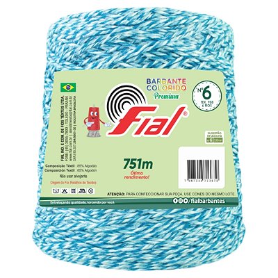 Barbante Mesclado Premium Fio 6 700g Fial - Azul/Azul Claro/Branco - Un