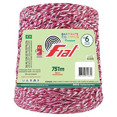 Barbante Mesclado Premium Fio 6 700g Fial - Vermelho/Rosa/Branco - Un