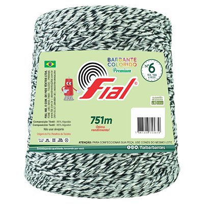 Barbante Mesclado Premium Fio 6 700g Fial - Preto/Cinza/Branco - Un