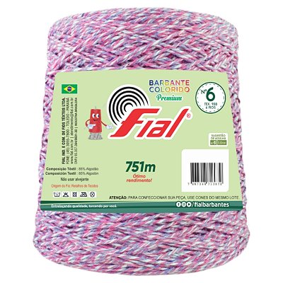 Barbante Mesclado Premium Fio 6 700g Fial - Roxo/Rosa/Branco - Un