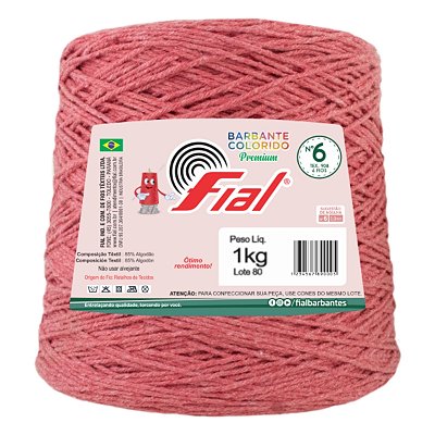 Barbante Colorido Premium Fio 6 1Kg Fial - Goiaba - Un