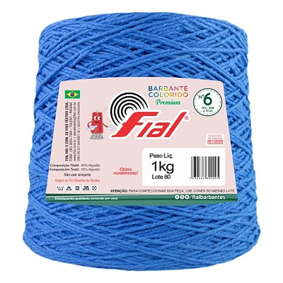 Barbante Colorido Premium Fio 6 1Kg Fial - Azul Royal - Un