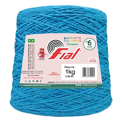Barbante Colorido Premium Fio 6 1Kg Fial - Azul Turquesa - Un