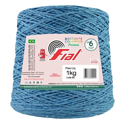 Barbante Colorido Premium Fio 6 1Kg Fial - Azul Celeste - Un