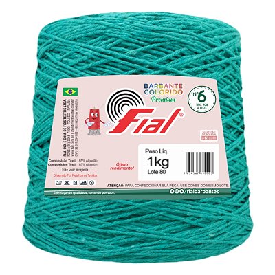 Barbante Colorido Premium Fio 6 1Kg Fial - Verde Jade - Un