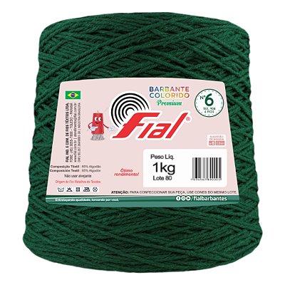 Barbante Colorido Premium Fio 6 1Kg Fial - Verde Soldado - Un