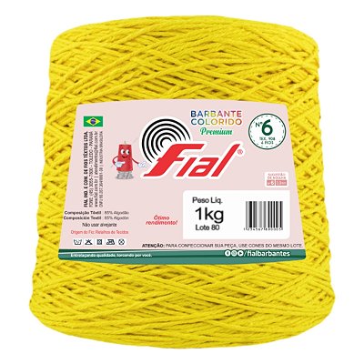 Barbante Colorido Premium Fio 6 1Kg Fial - Amarelo Ouro - Un