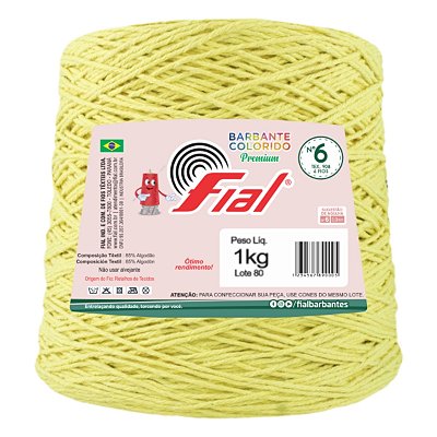 Barbante Colorido Premium Fio 6 1Kg Fial - Amarelo Claro - Un