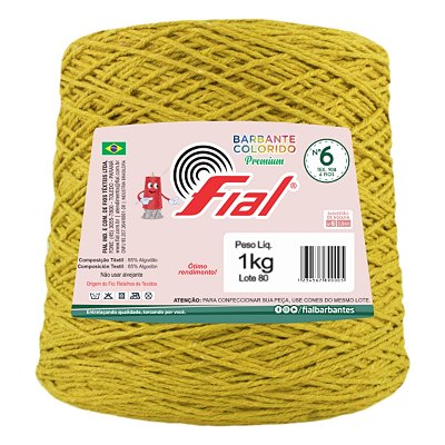 Barbante Colorido Premium Fio 6 1Kg Fial - Amarelo Gema - Un