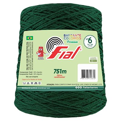 Barbante Colorido Premium Fio 6 700g Fial - Verde Soldado - Un
