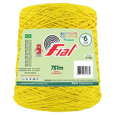 Barbante Colorido Premium Fio 6 700g Fial - Amarelo Ouro - Un