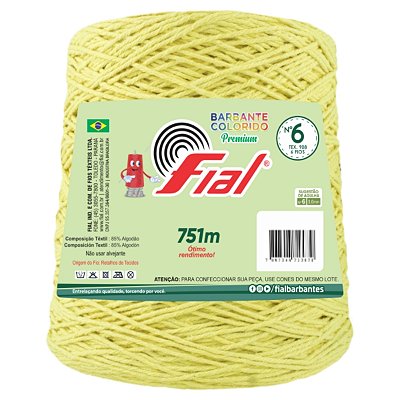 Barbante Colorido Premium Fio 6 700g Fial - Amarelo Claro - Un