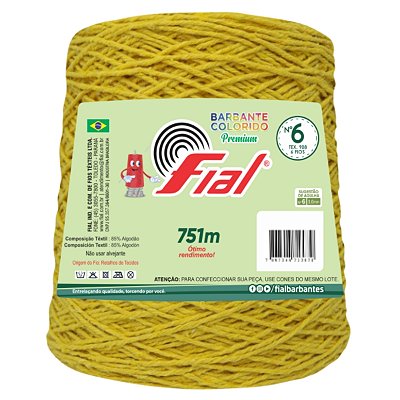 Barbante Colorido Premium Fio 6 700g Fial - Amarelo Gema - Un
