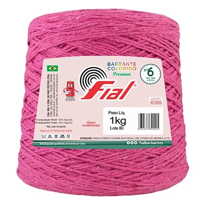 Barbante Colorido Premium Fio 6 1Kg Fial - Pink - Un