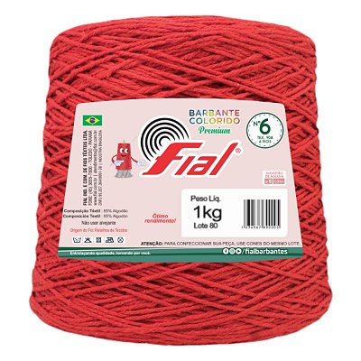 Barbante Colorido Premium Fio 6 1Kg Fial - Vermelho - Un