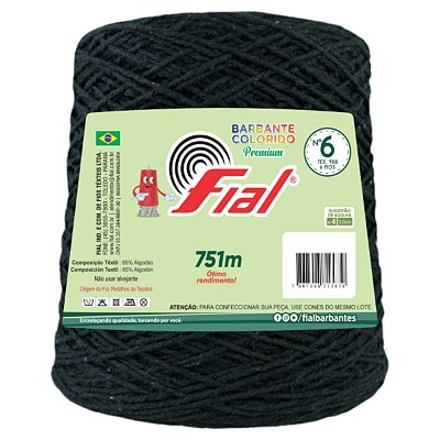 Barbante Colorido Premium Fio 6 700g Fial - Preto - Un