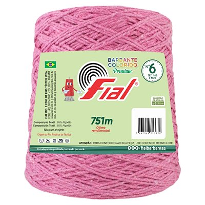Barbante Colorido Premium Fio 6 700g Fial - Rosa - Un