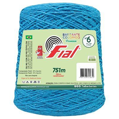 Barbante Colorido Premium Fio 6 700g Fial - Azul Turquesa - Un