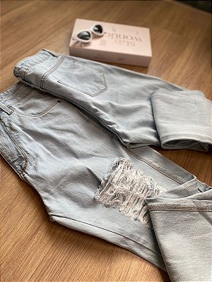 Calça jeans BOYFRIEND destroyer delavê