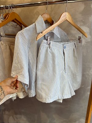 Conjunto listrado fio de lurex