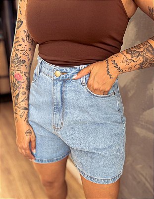 Short Mom Jeans Azul Médio