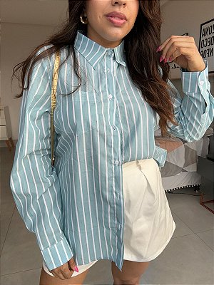 CAMISA LISTRADA AZUL TURQUESA