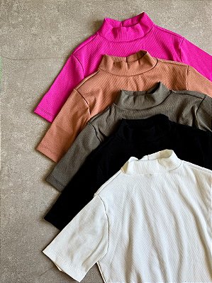 Blusa gola alta ribana TOPAZZE