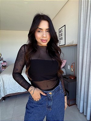 BLUSA DE TULE MANGA LONGA GOLA SOFT